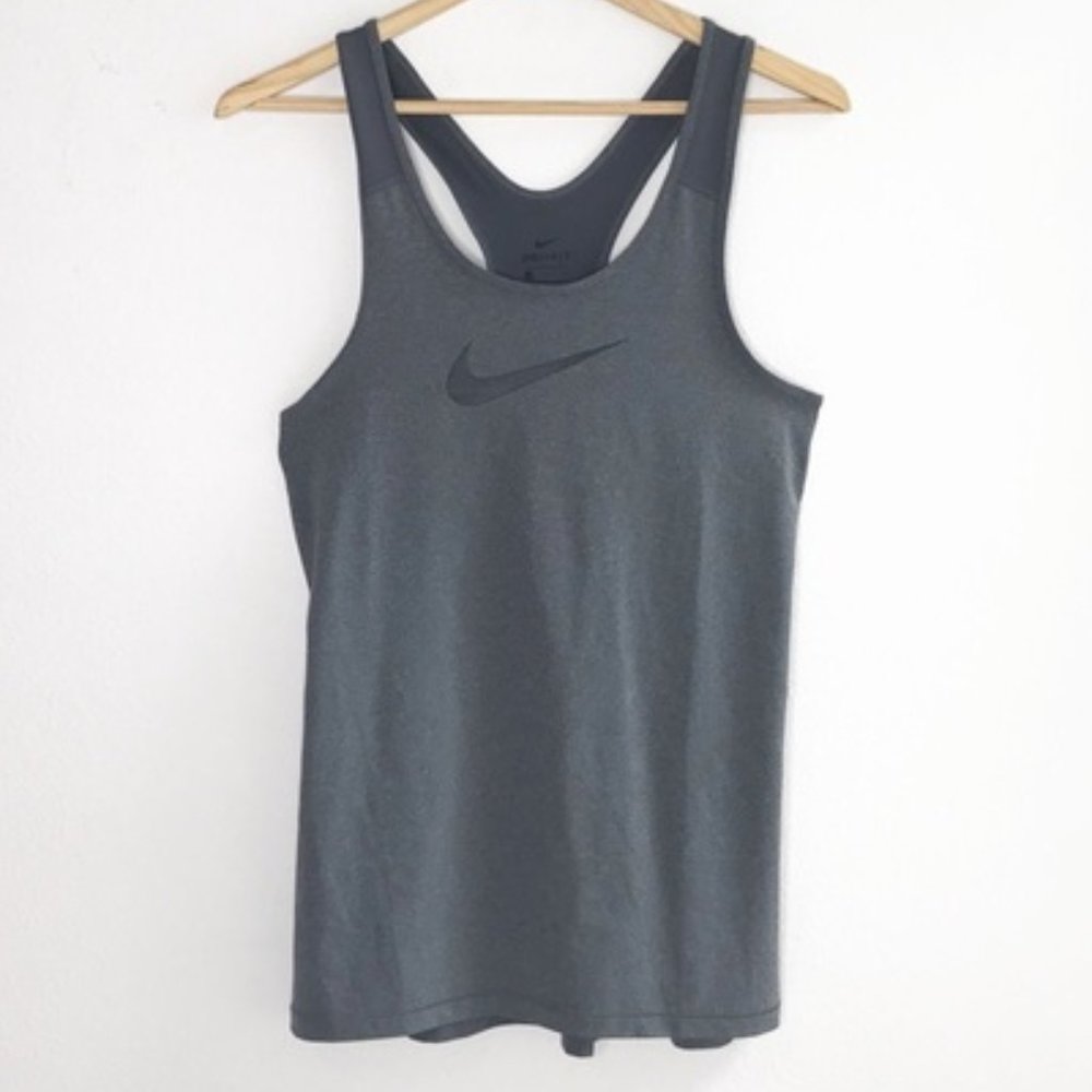 NWT! NIKE Pro Dri-Fit Racerback Slim Fit Tank Top Heathered Gray Women's Size XS - Picture 4 of 12